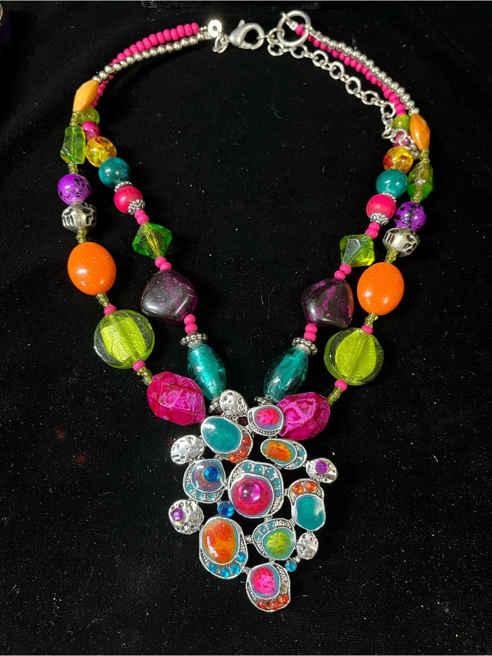 Treska Bohemian Mixed Bead Double Strand Necklace 1761 - Picture 2 of 7